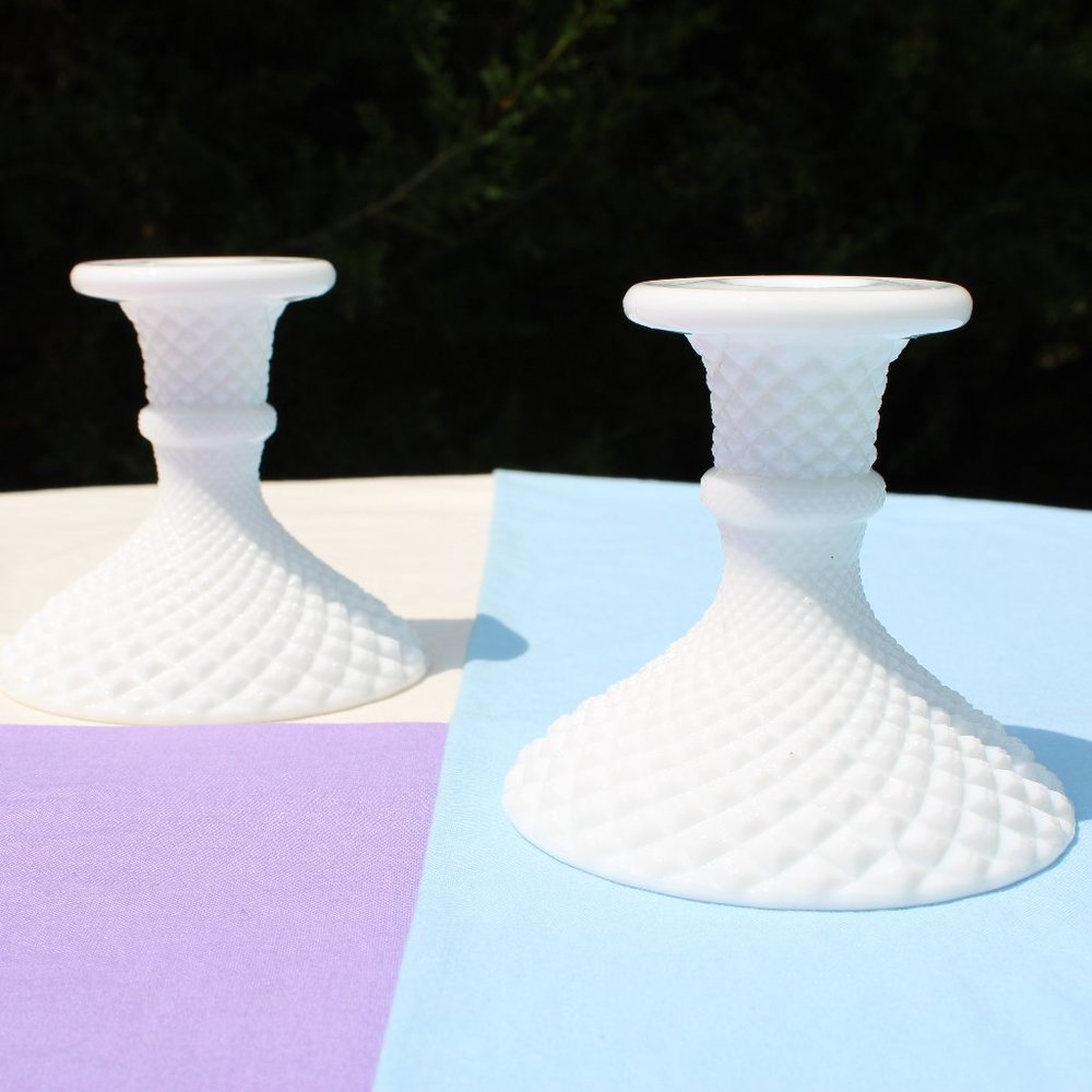 English Hobnail Candle Stick Holders